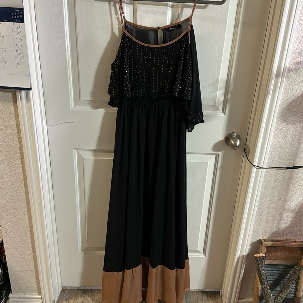 Black & Bronze Beaded Dress